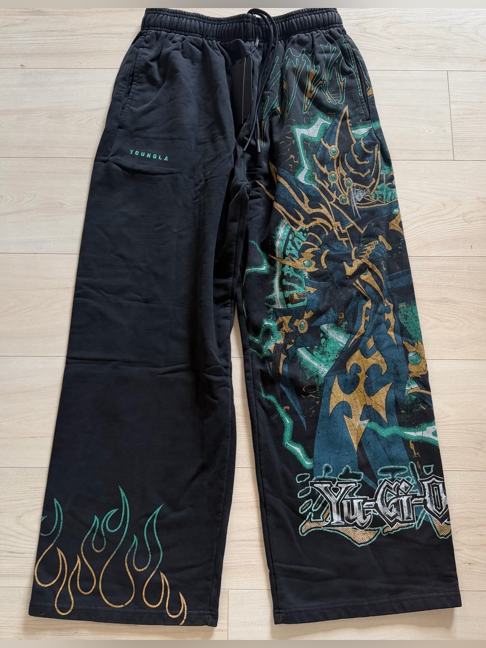 YoungLA NWT Flaming Paladin Black Sweatpants XXL